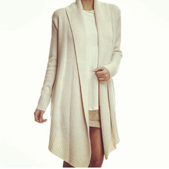 HAUTE HIPPIE Nude Ribbed Longline Chunky Blanket Cardigan M / L - Picture 1 of 10